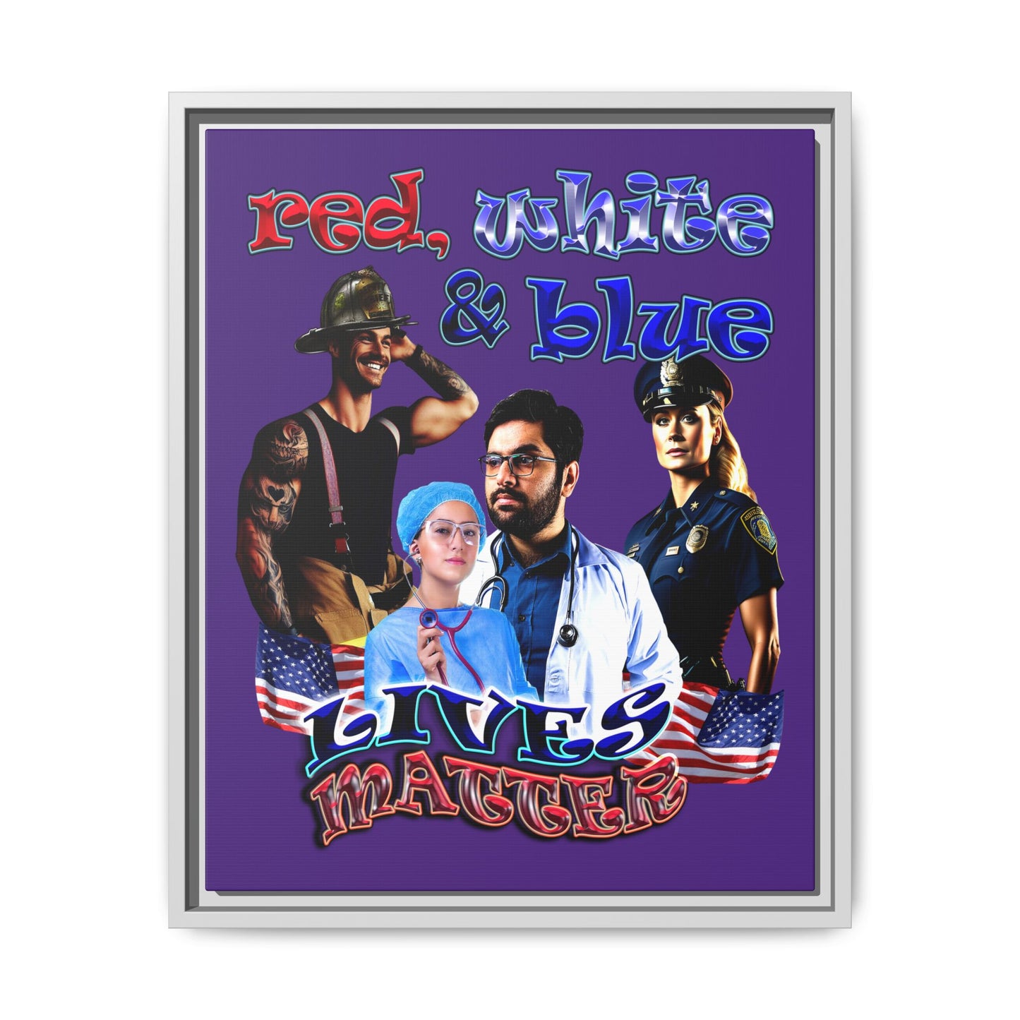 rw&b lives matter - framed canvas art (purple)