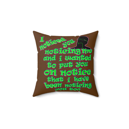 noticed you noticing - Faux Suede Square Pillow - (brown)