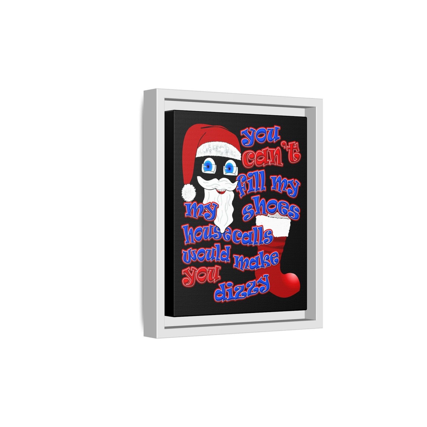 santa's shoes - framed canvas art (black)