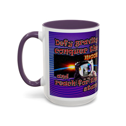 defy conquer reach - Accent Mug (purple wave)