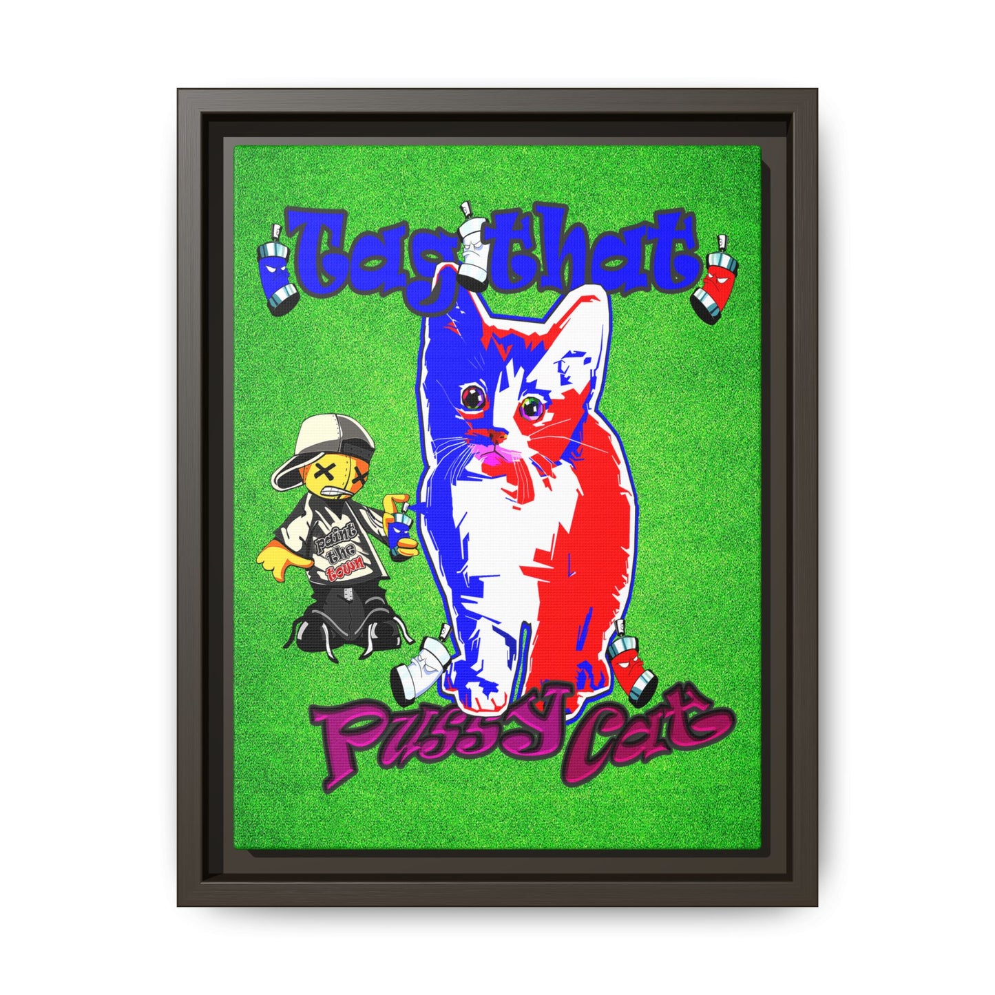 tag that - framed canvas art (green turf)