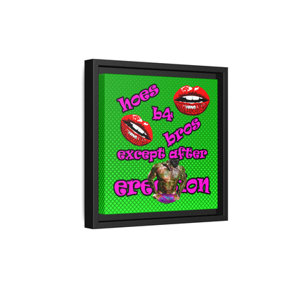 hoes b4 bros - framed canvas art (logo green)