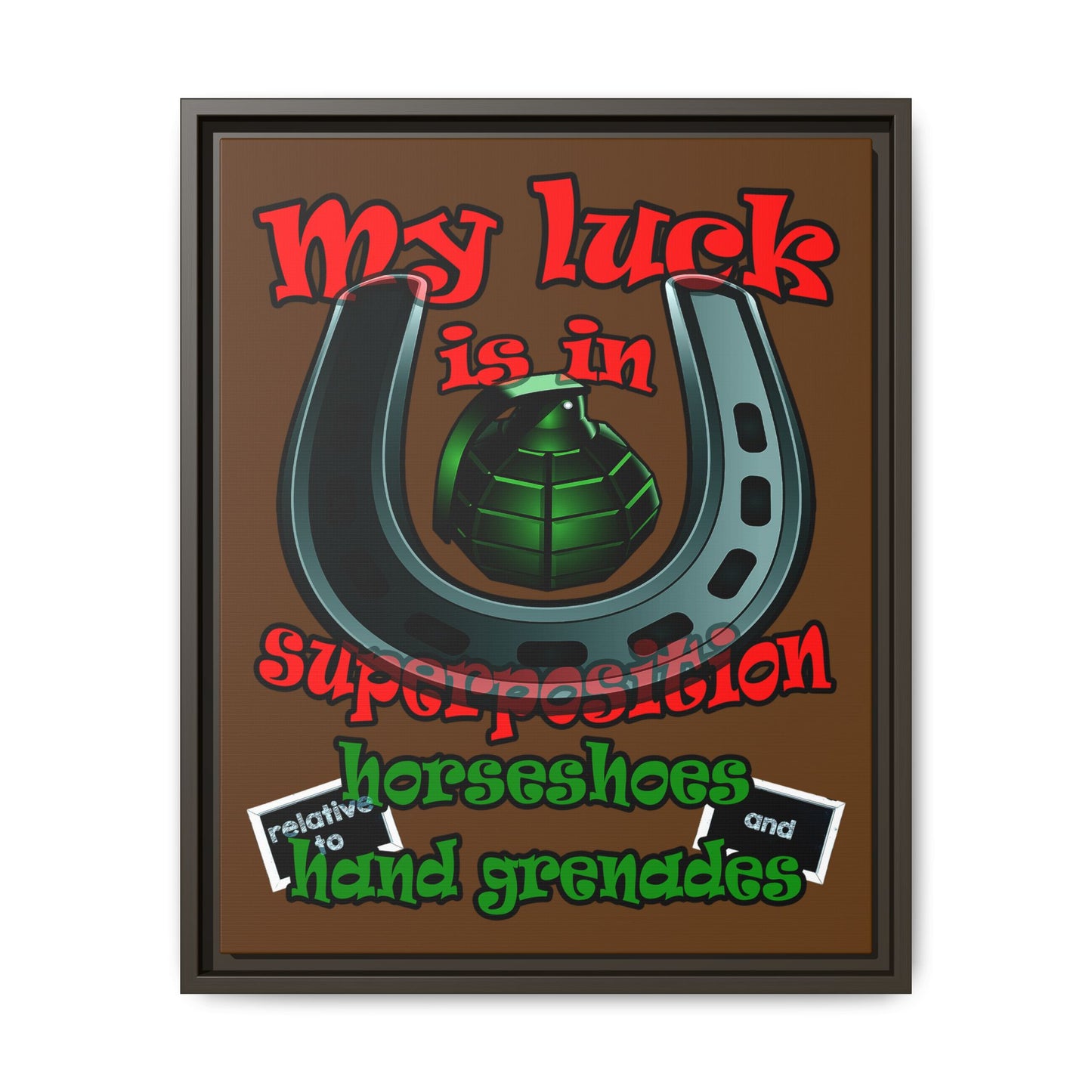my luck - framed canvas art (brown)
