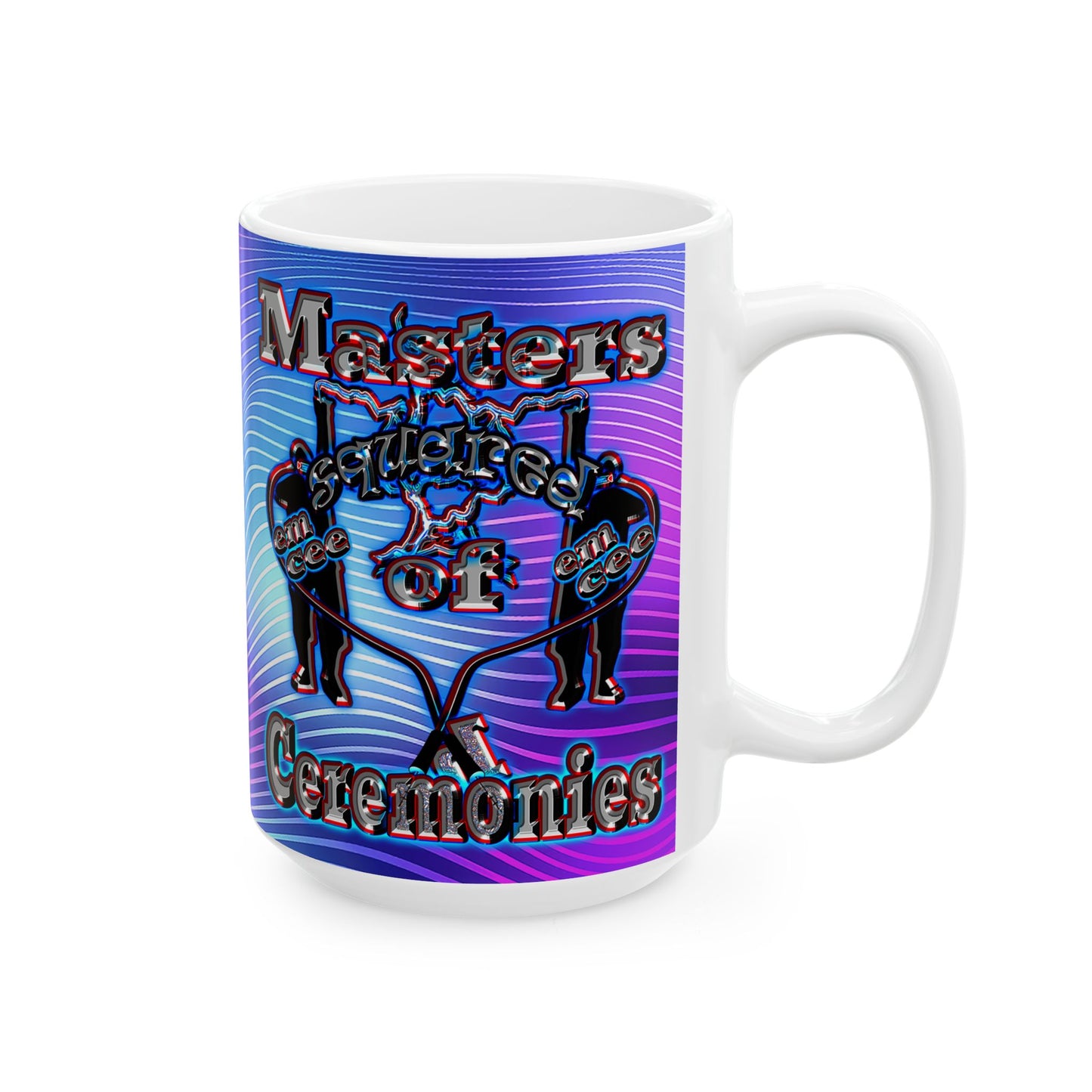 em cee squared - White Mug (purple wave)