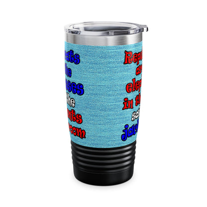 donkeys and elephants - Ringneck Tumbler, 20oz (faded blue)