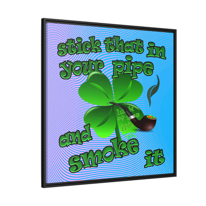 stick that in your pipe and smoke it - framed canvas art (light blue-purple wave)