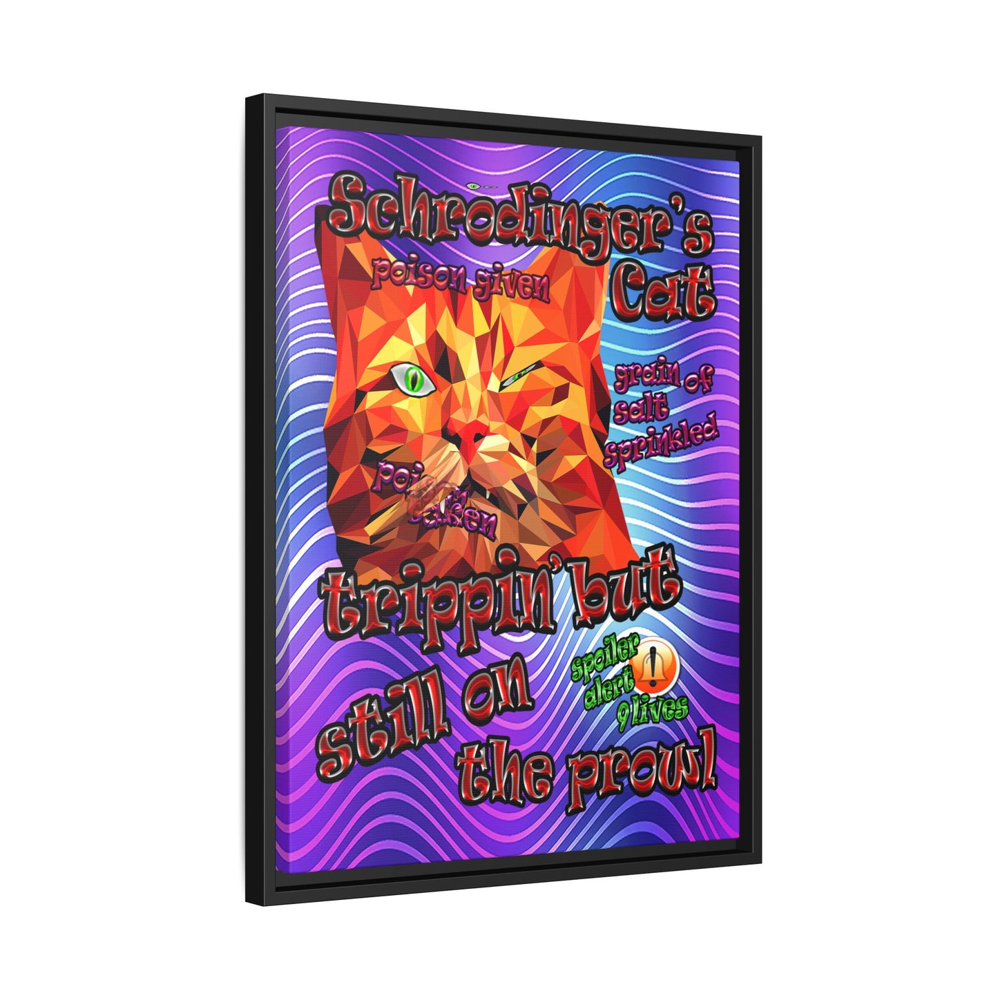 schrodinger's cat - framed canvas art (purple wave)