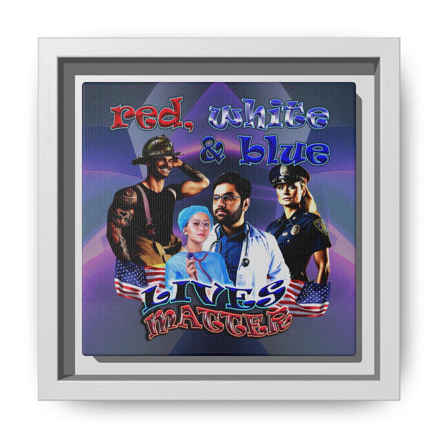 rw&b lives matter - framed canvas art (grey-pink wave)
