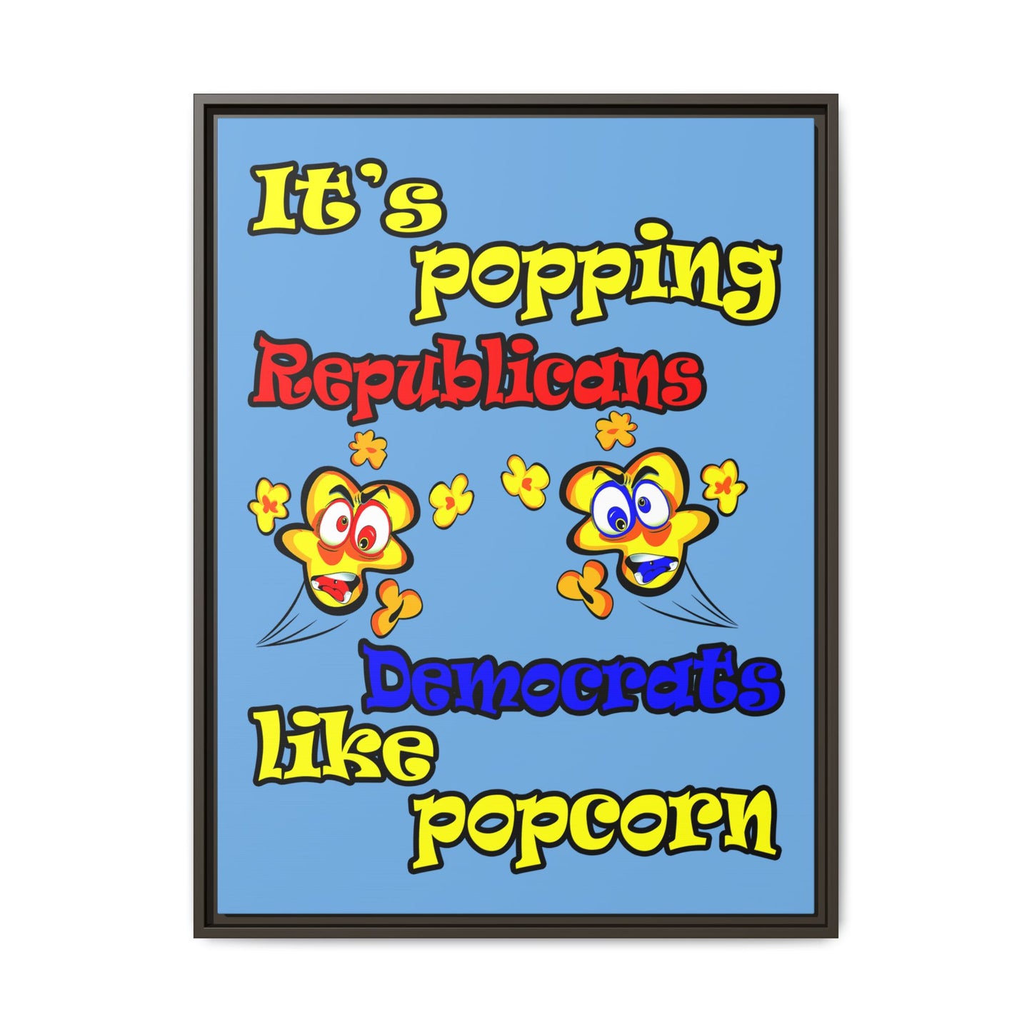 popping like popcorn - framed canvas art (light blue)