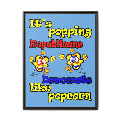 popping like popcorn - framed canvas art (light blue)