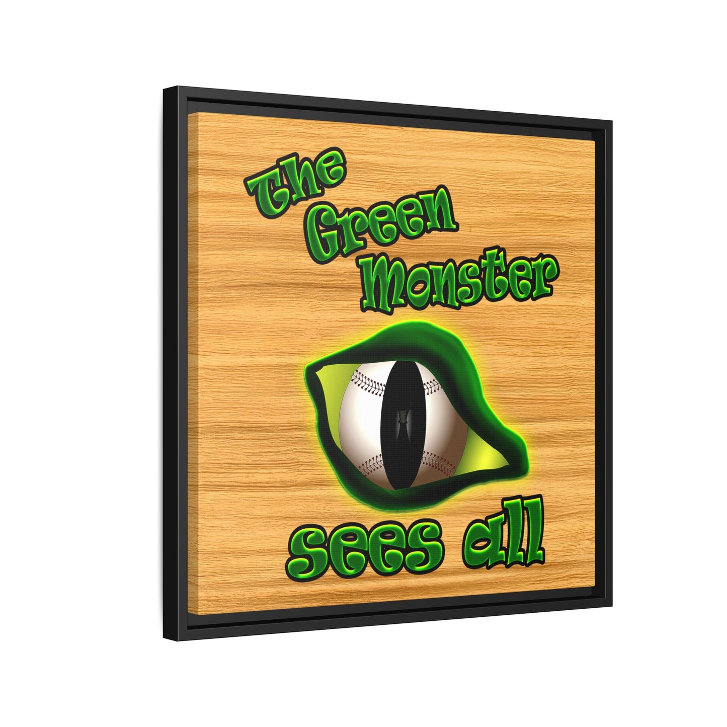 green monster - framed canvas art (butterscotch wood finish)