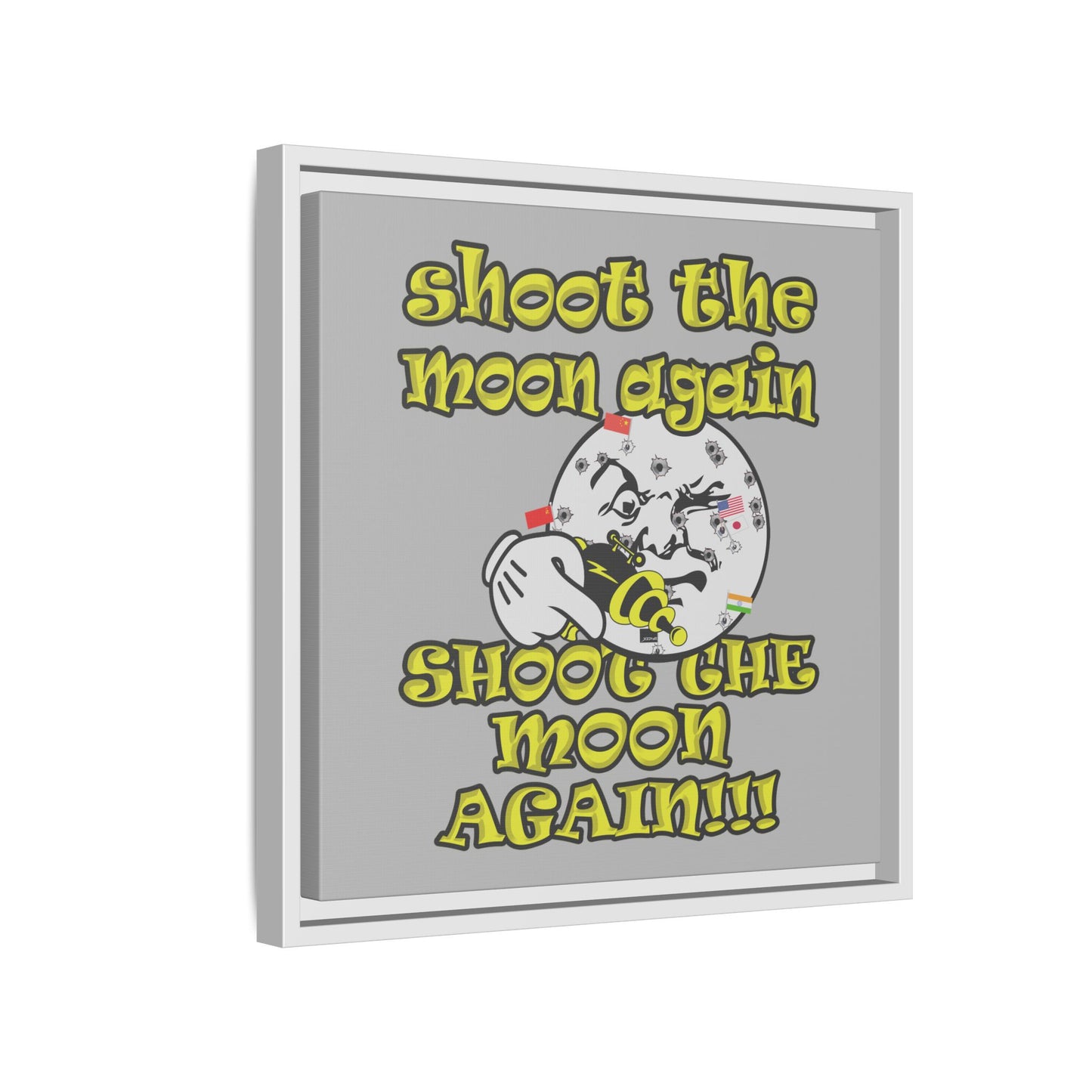 shoot the moon again - framed canvas art (light grey)