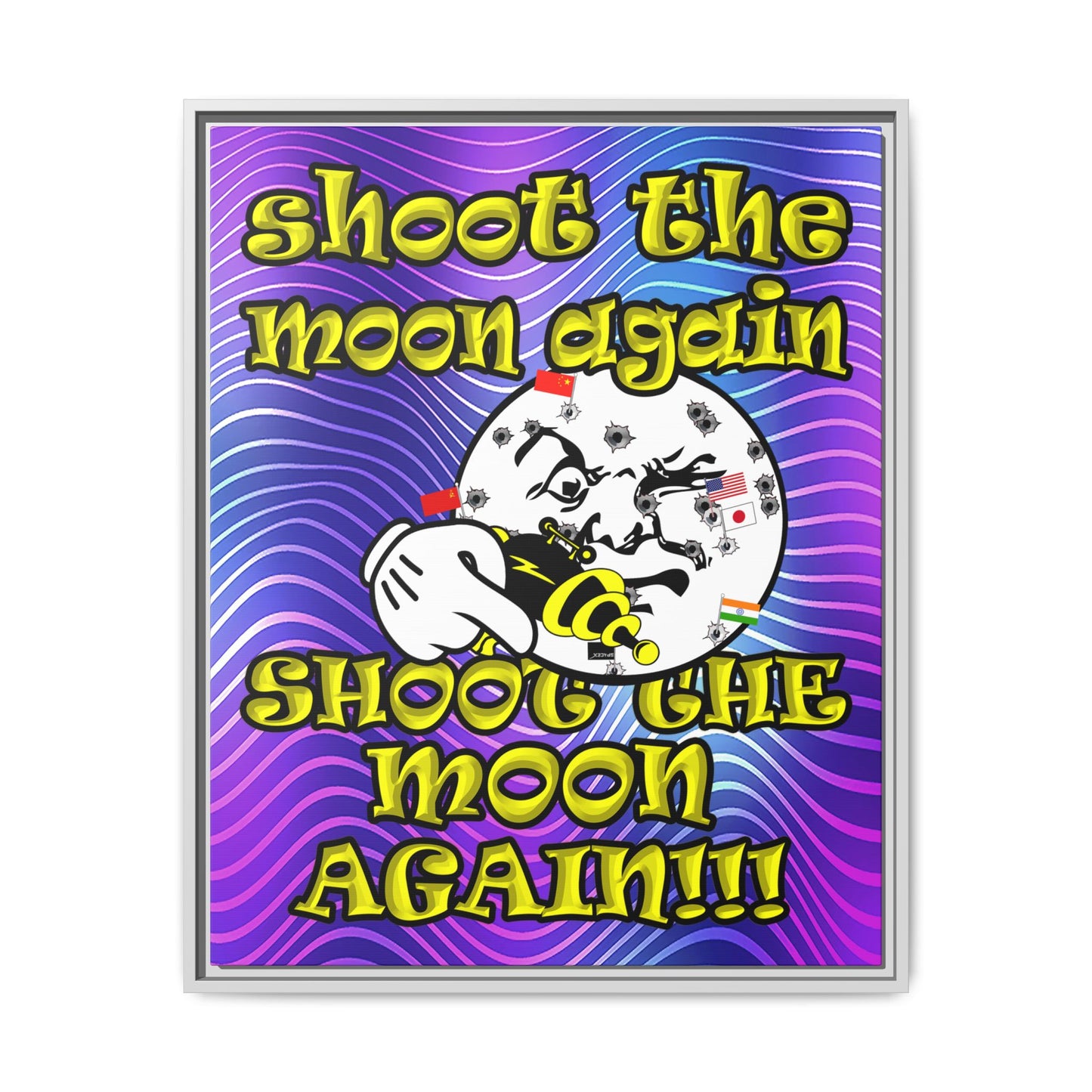 shoot the moon again - framed canvas art (purple wave)