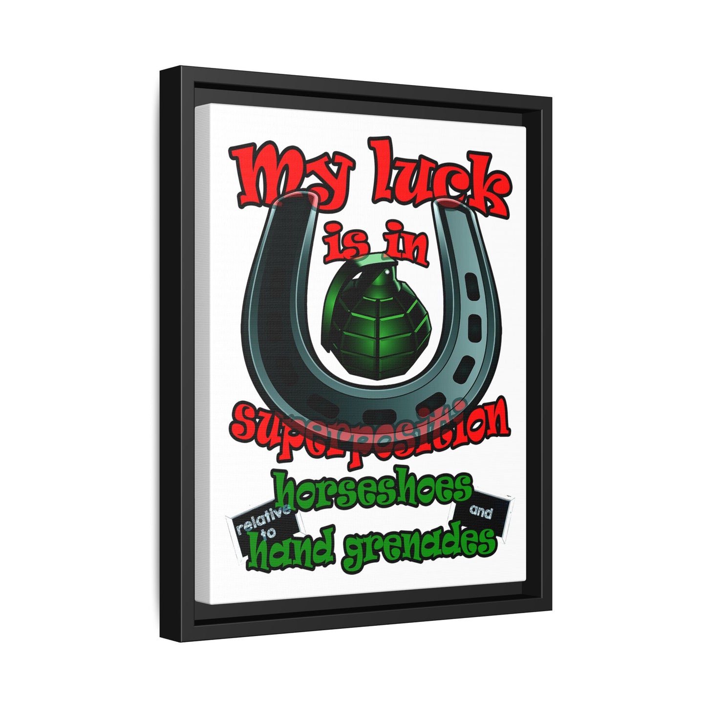 my luck - framed canvas art (white)