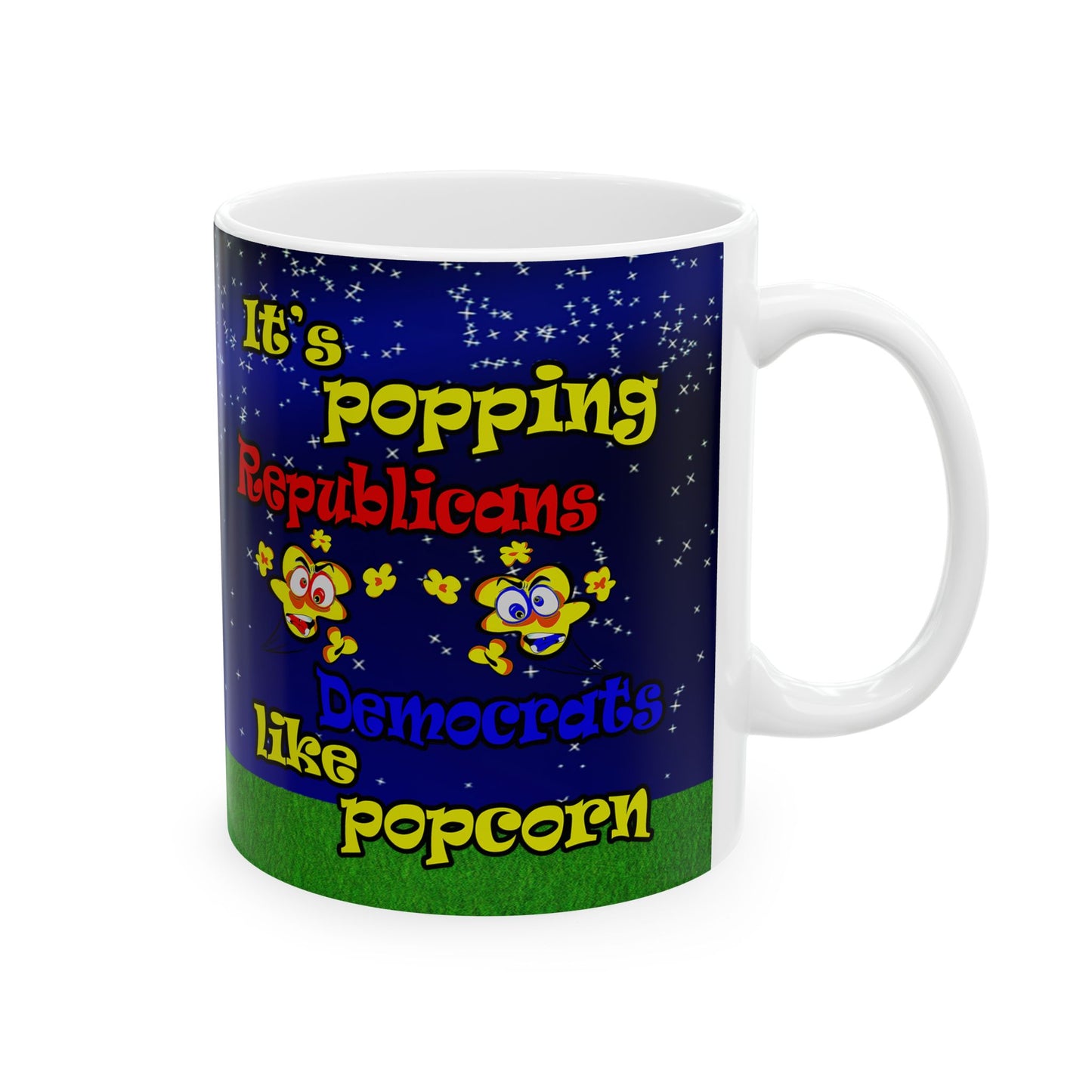 popping like popcorn - White Mug ('snoops' background)