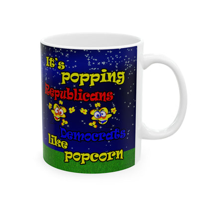 popping like popcorn - White Mug ('snoops' background)