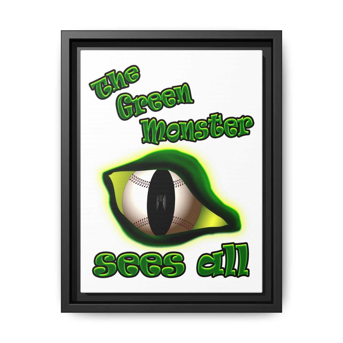 green monster - framed canvas art (white)