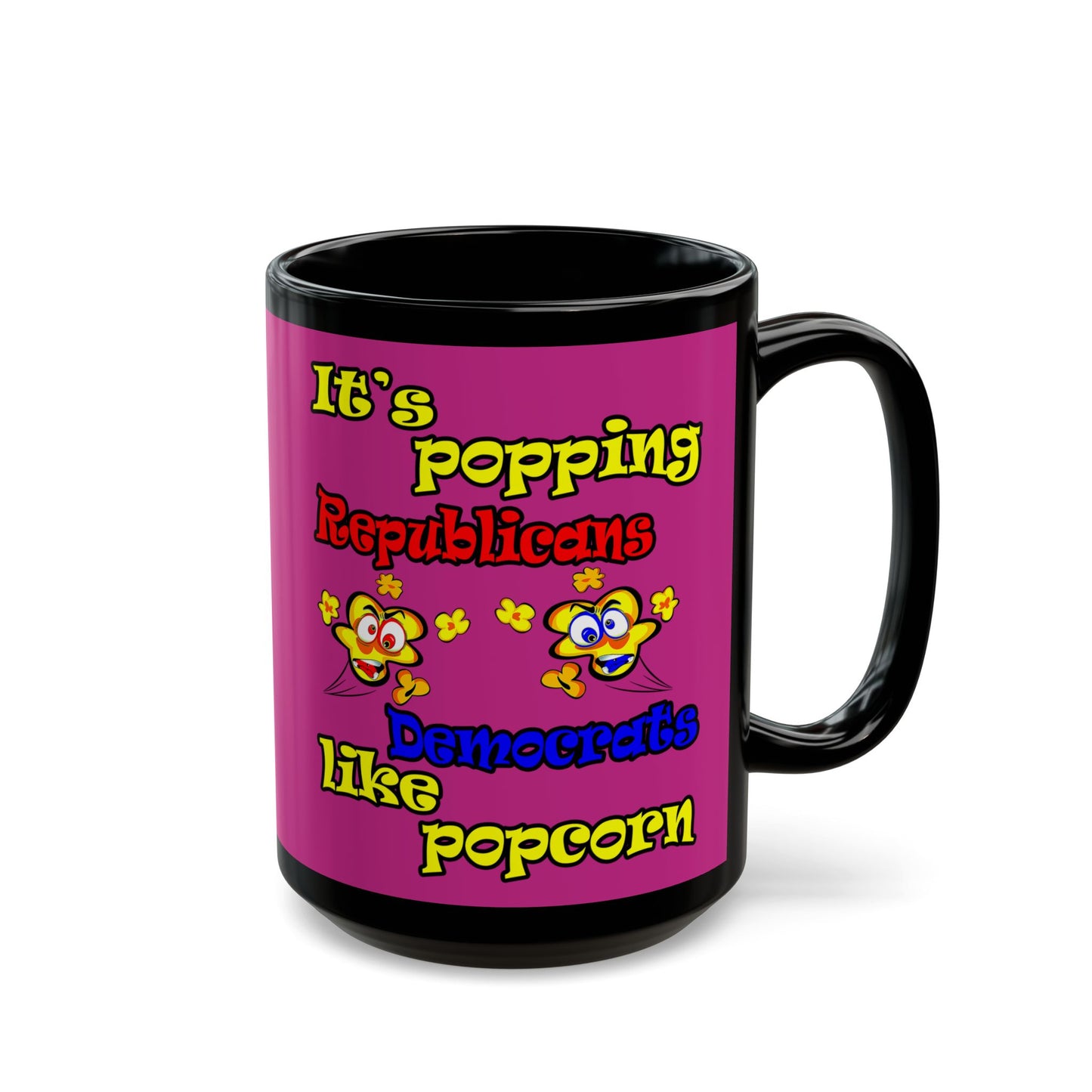 popping like popcorn - Black Mug (pink)