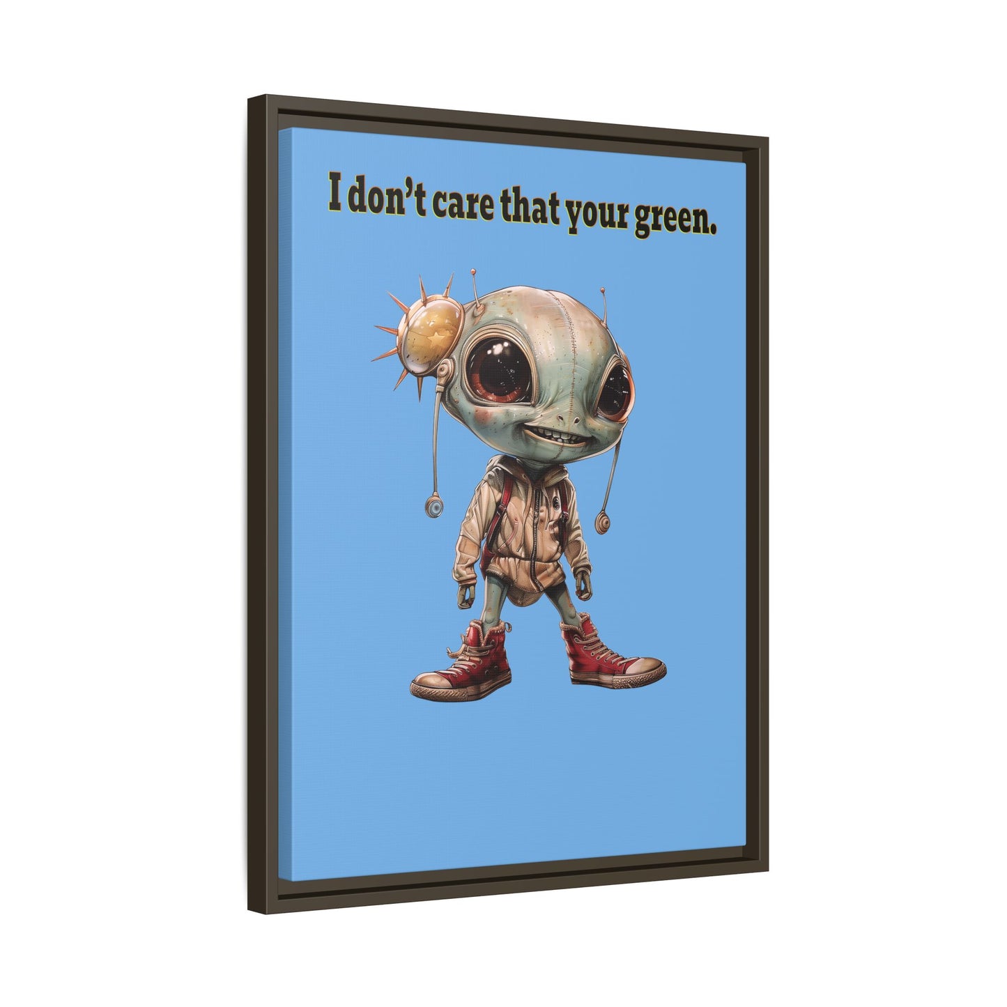 I don't care that your green - framed canvas art (light blue)