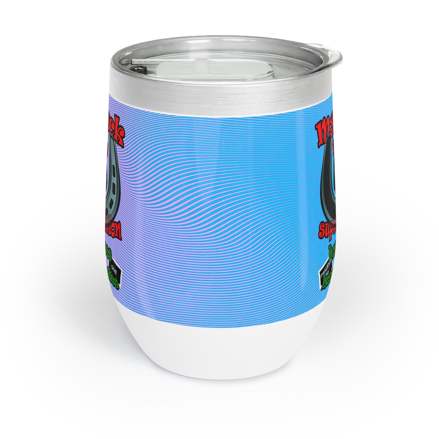my luck - Chill Wine Tumbler (light blue-purple wave)