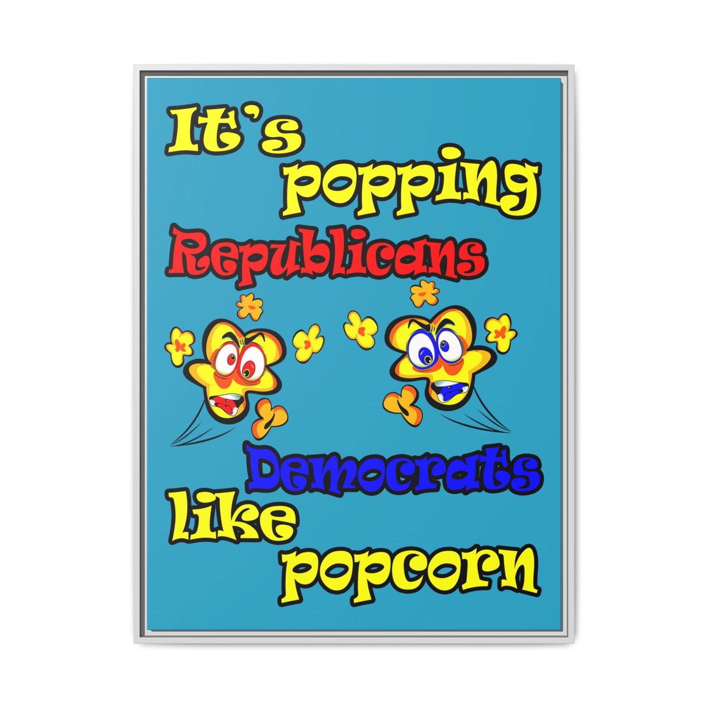 popping like popcorn - framed canvas art (turquoise)