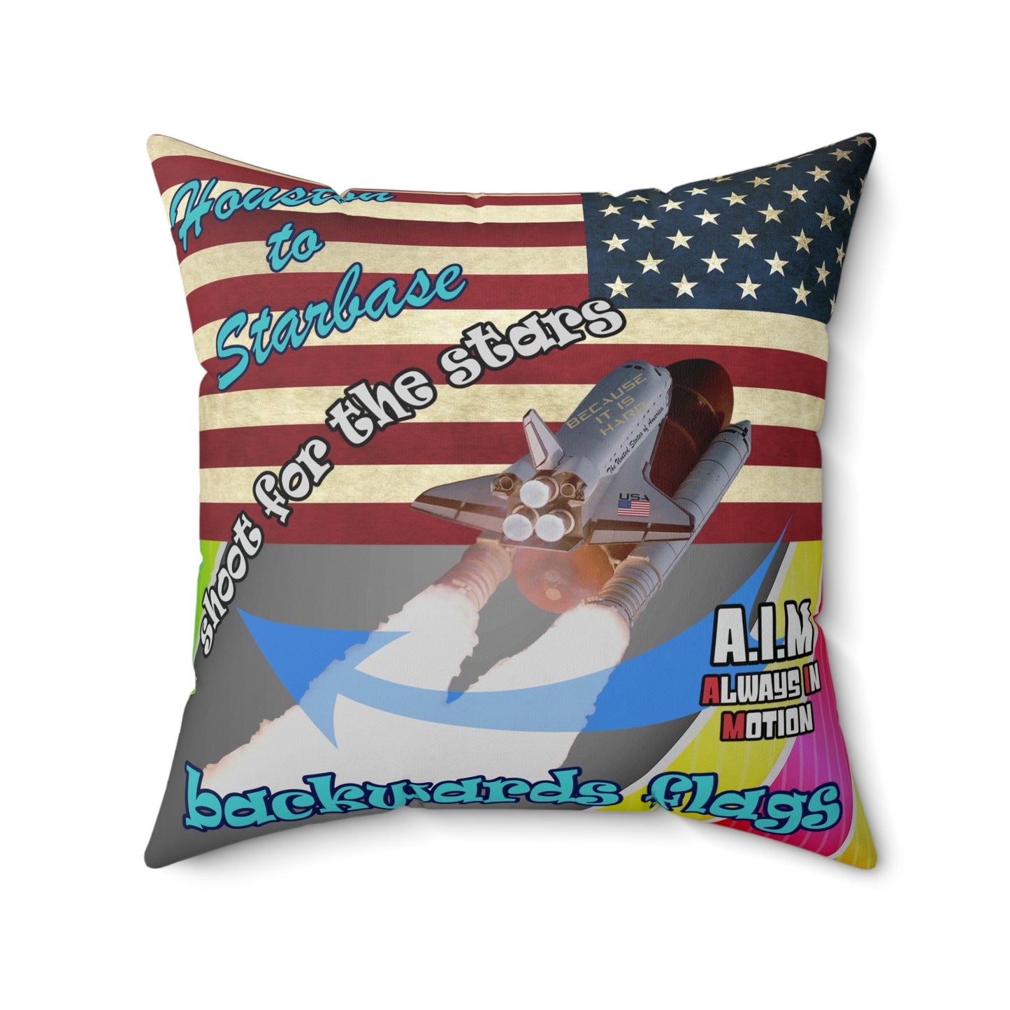 shoot for the stars - Spun Polyester Square Pillow - (rainbow split)