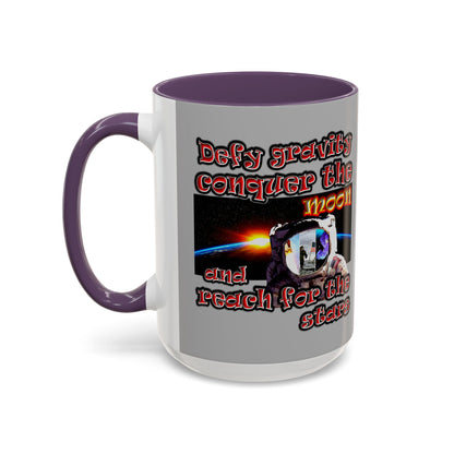 defy conquer reach - Accent Mug (light grey)