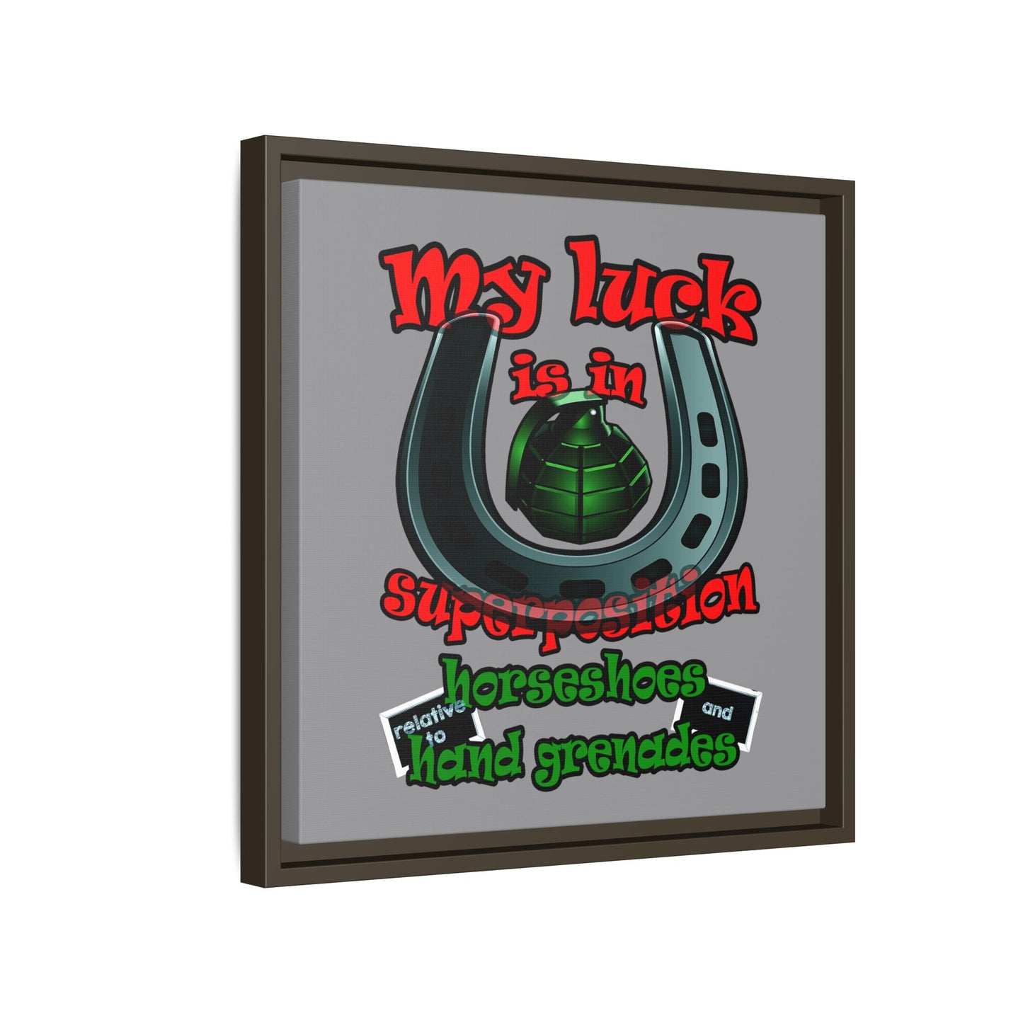 my luck - framed canvas art (grey)