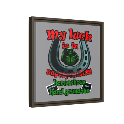 my luck - framed canvas art (grey)