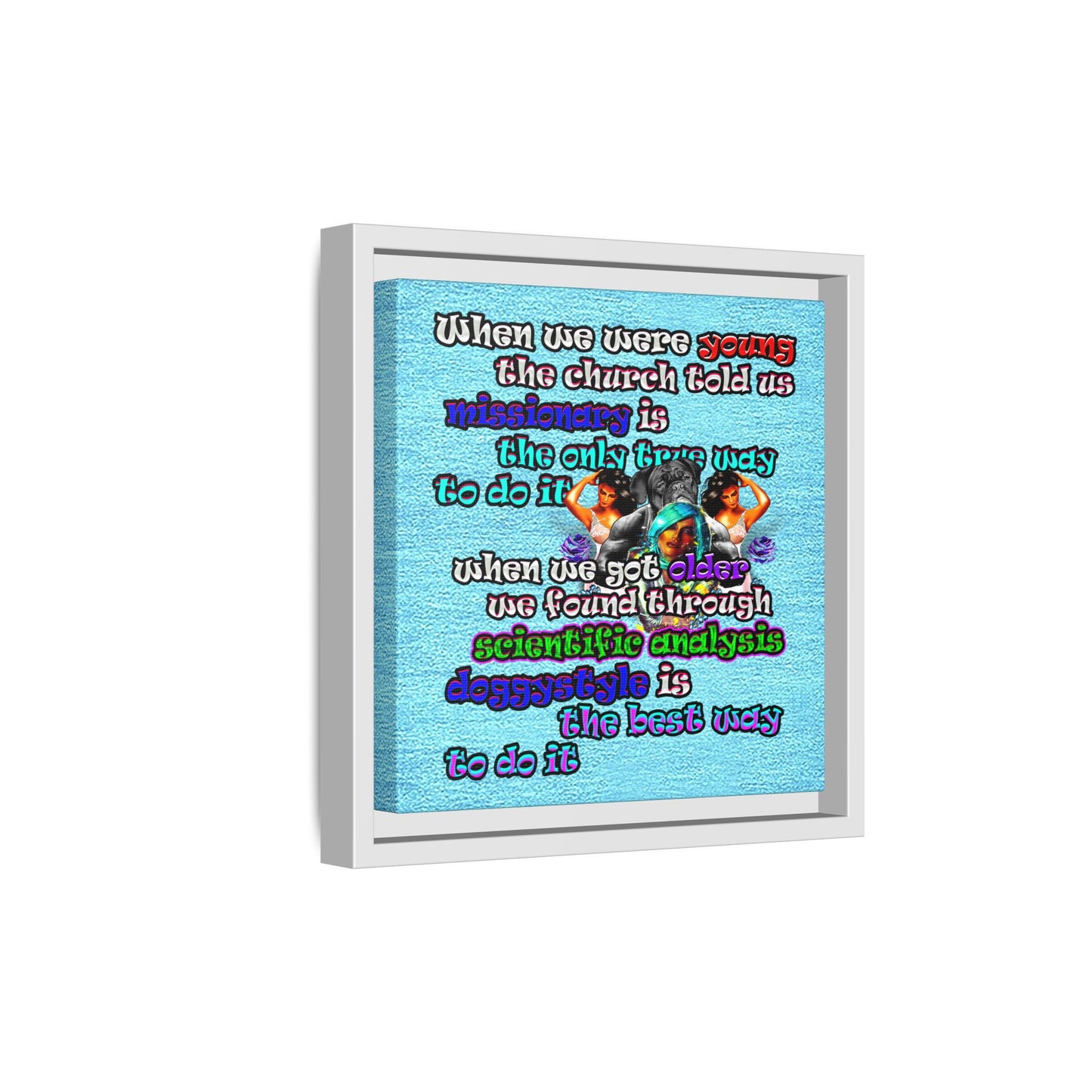 doggystyle - framed canvas art (faded blue)