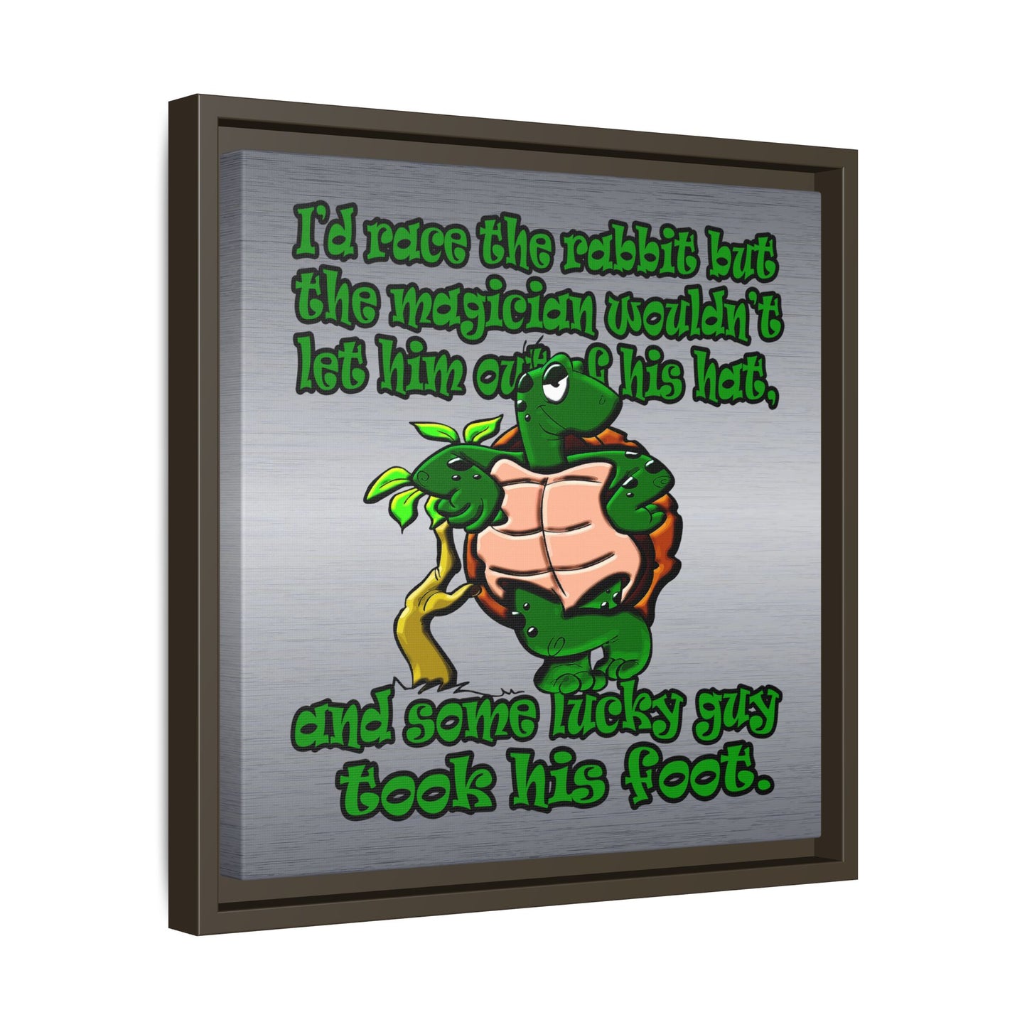 turtle race - framed canvas art (brushed nickel)