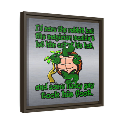 turtle race - framed canvas art (brushed nickel)