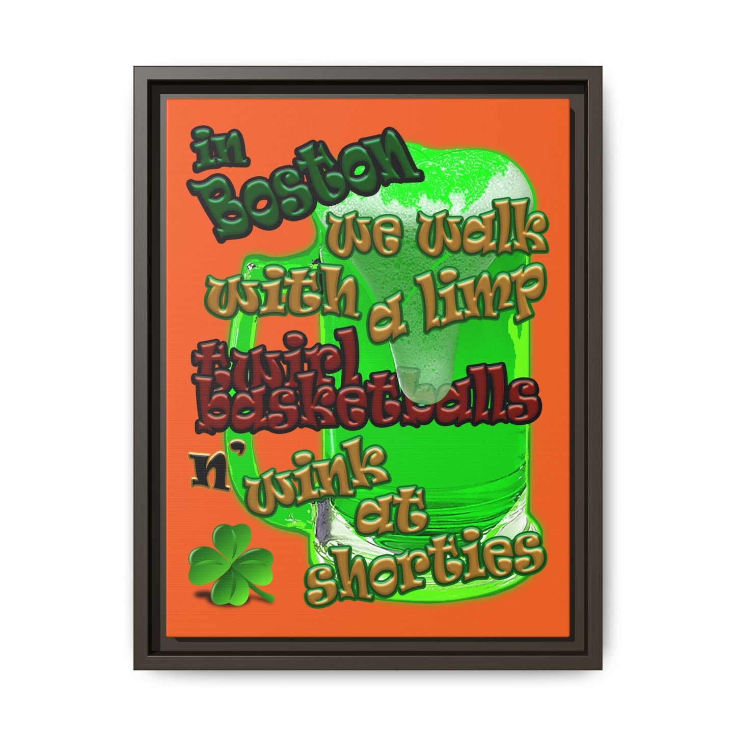 celtics logo - framed canvas art (orange)