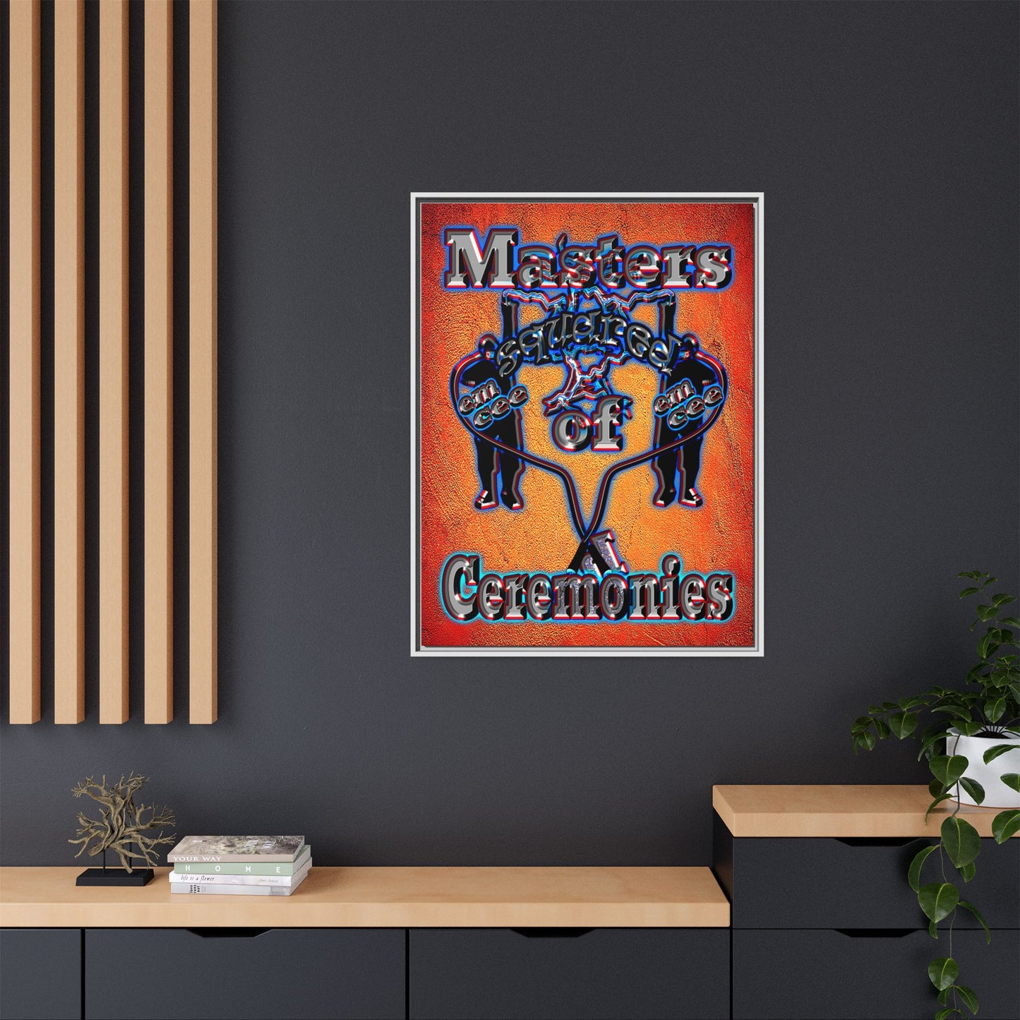 em cee squared - framed canvas art (burnt orange)