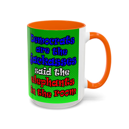 donkeys and elephants - Accent Mug (logo green)