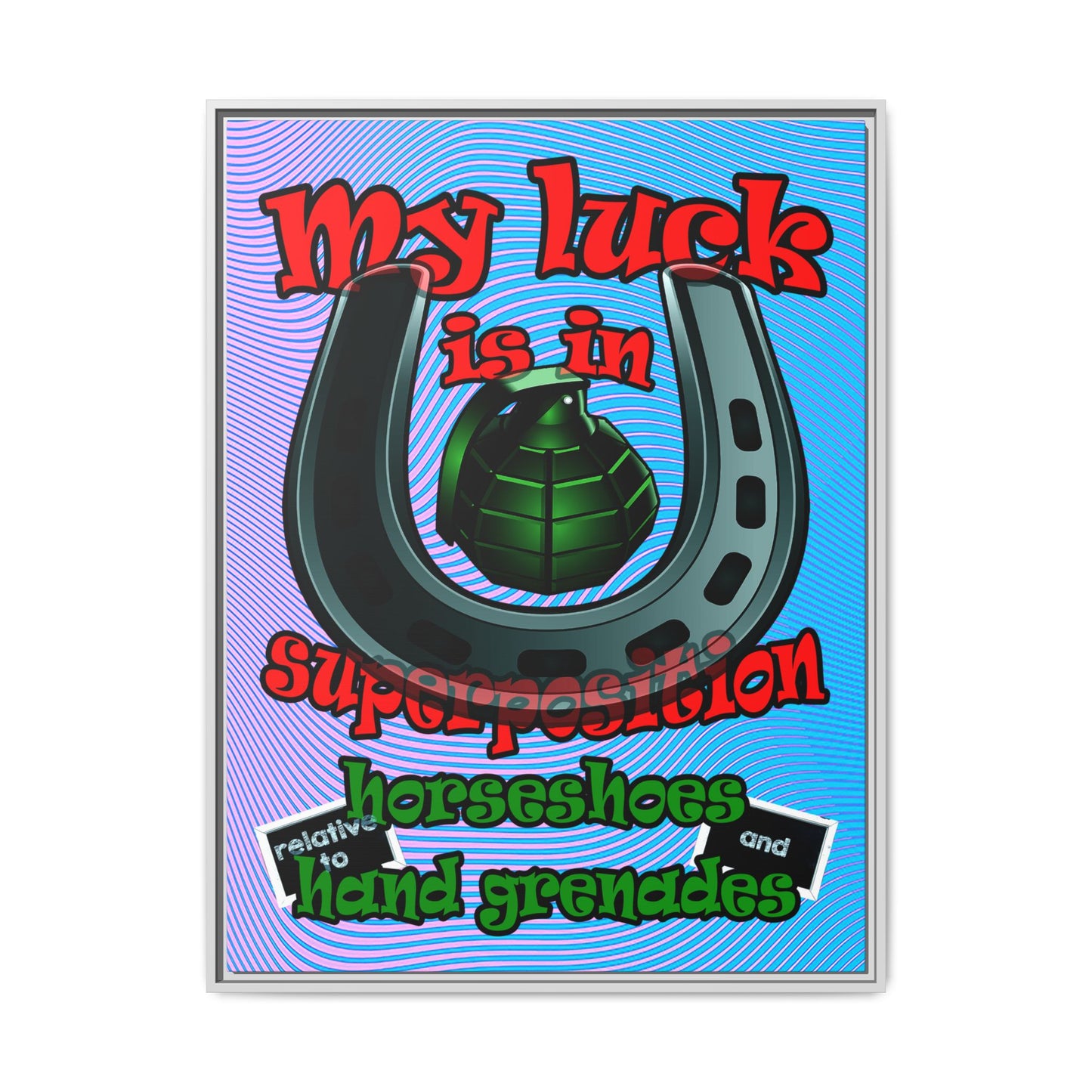 my luck - framed canvas art (light blue-purple wave)