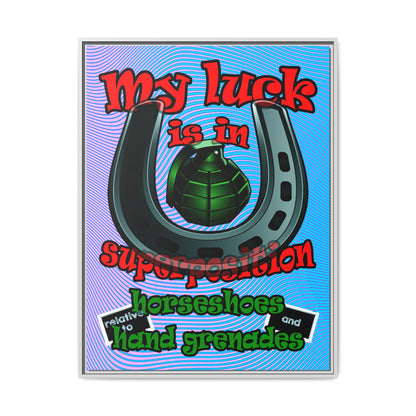 my luck - framed canvas art (light blue-purple wave)
