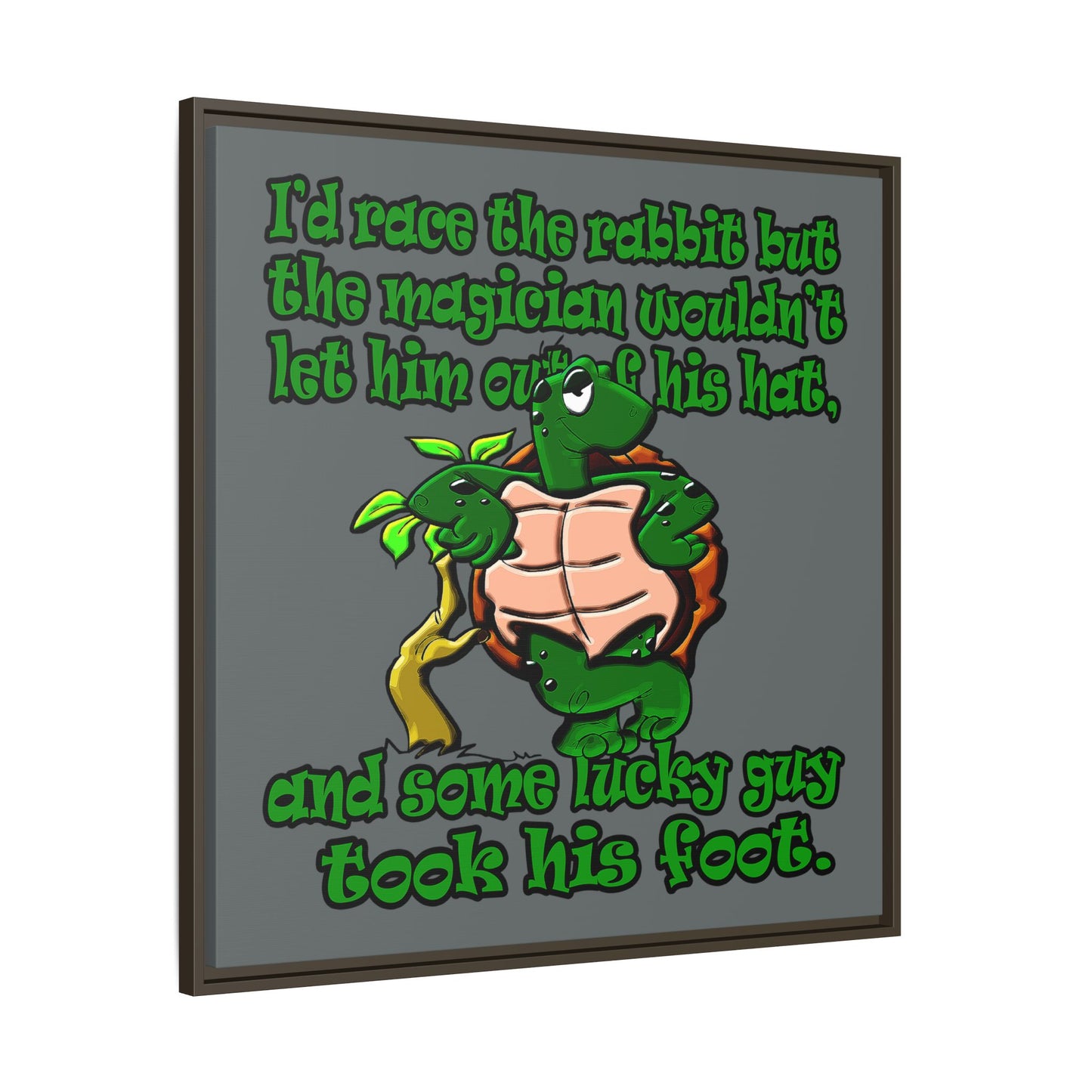 turtle race - framed canvas art (dark grey)