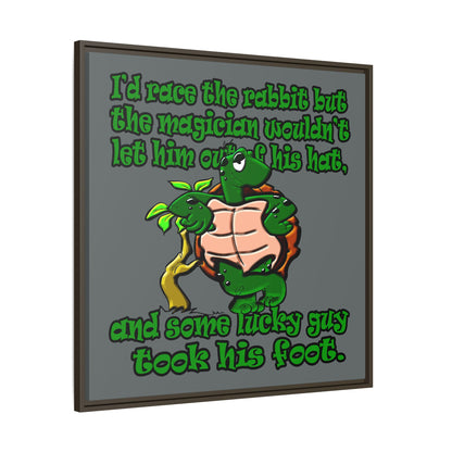 turtle race - framed canvas art (dark grey)