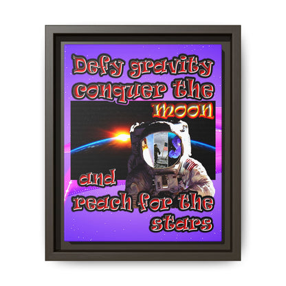 defy conquer reach - framed canvas art (purple-pink wave)