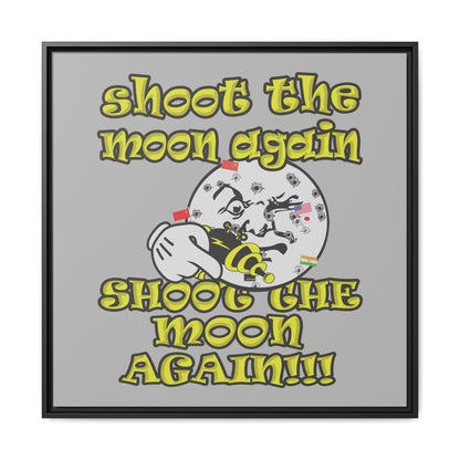 shoot the moon again - framed canvas art (light grey)