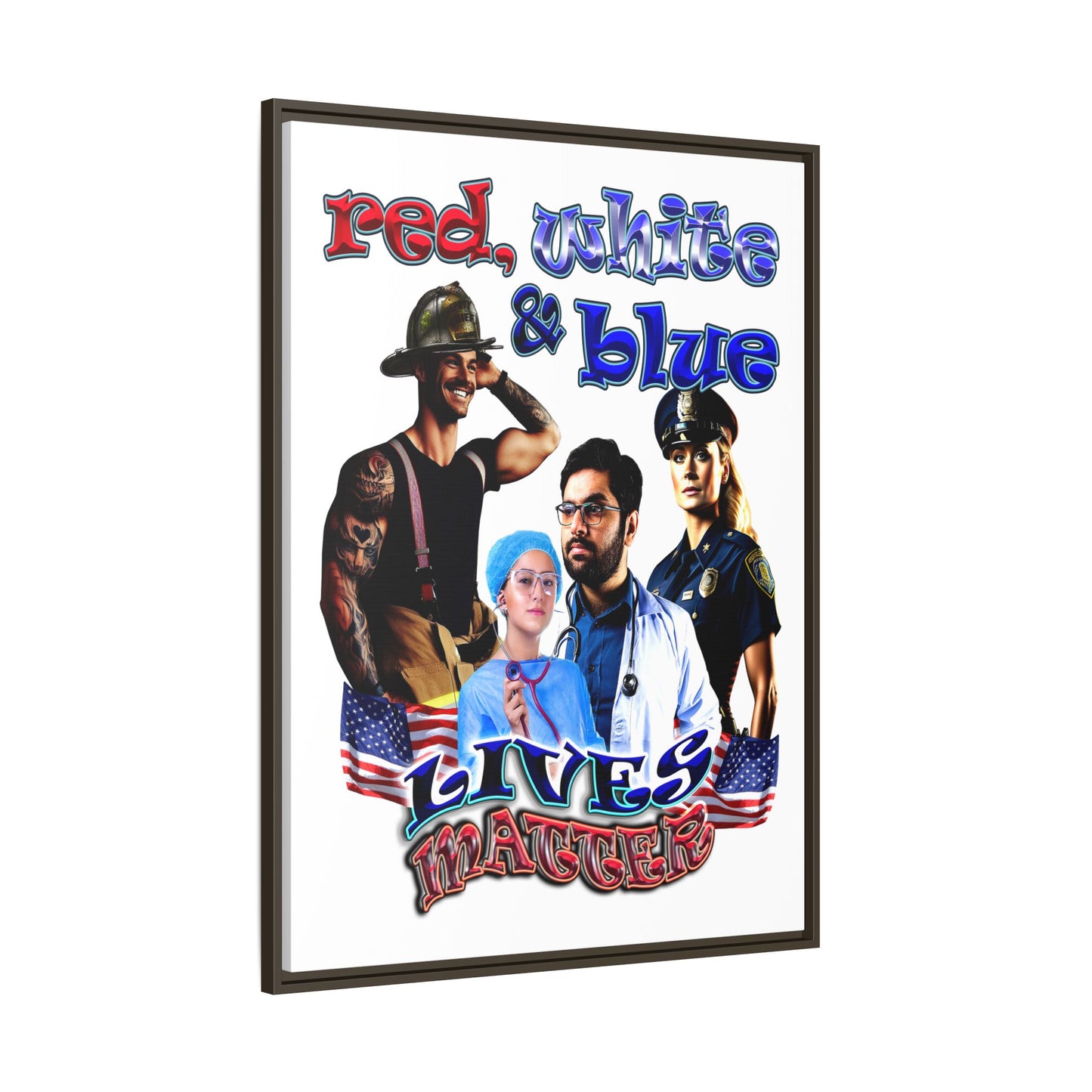 rw&b lives matter - framed canvas art (white)