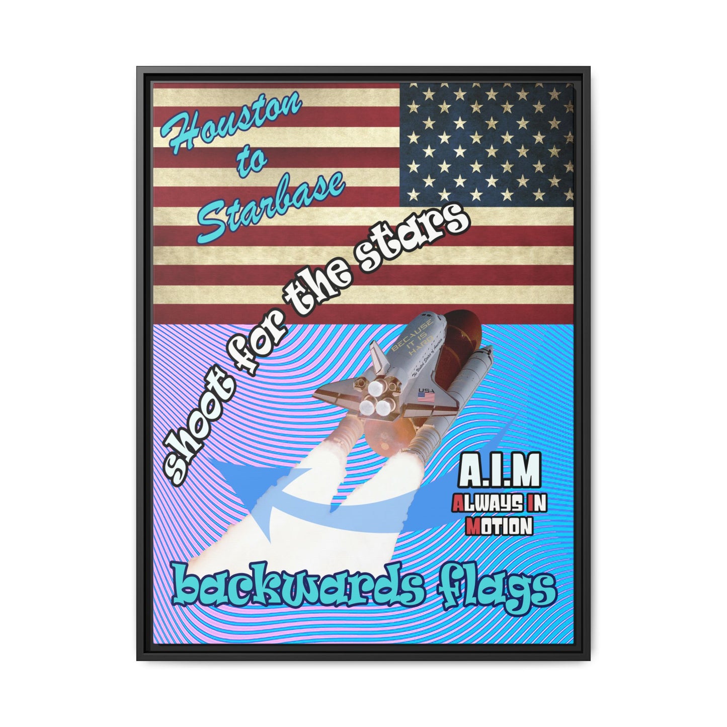 shoot for the stars - framed canvas art (light blue-purple wave)