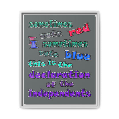 declaration of the independents - framed canvas art (dark grey)