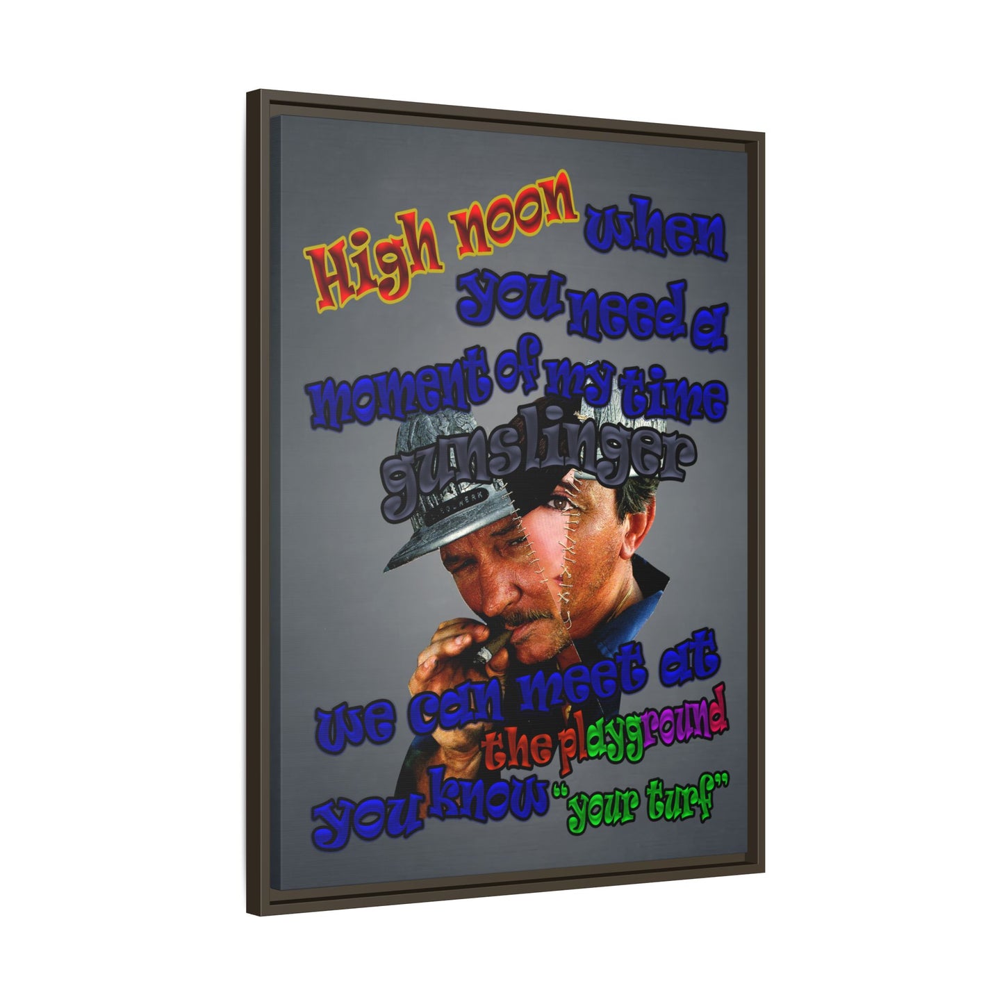 high noon - framed canvas art (grey-light grey)