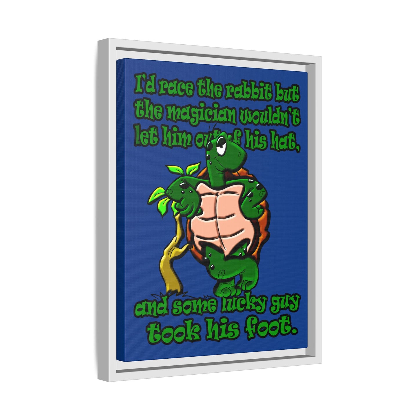 turtle race - framed canvas art (dark blue)