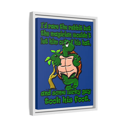 turtle race - framed canvas art (dark blue)