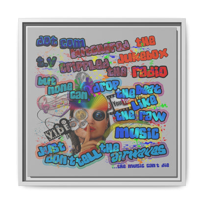 drop the beat - framed canvas art (light grey)