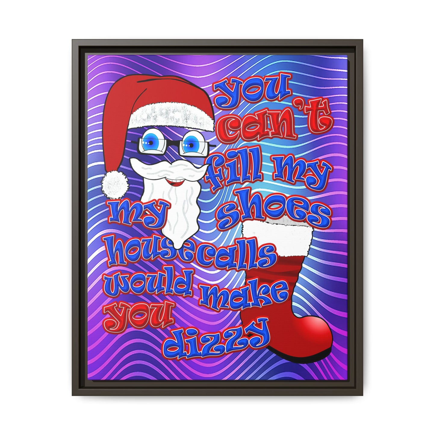 santa's shoes - framed canvas art (purple wave)