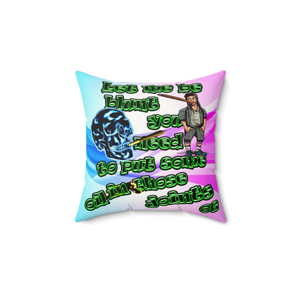 og - Faux Suede Square Pillow - (light blue-pink wave)